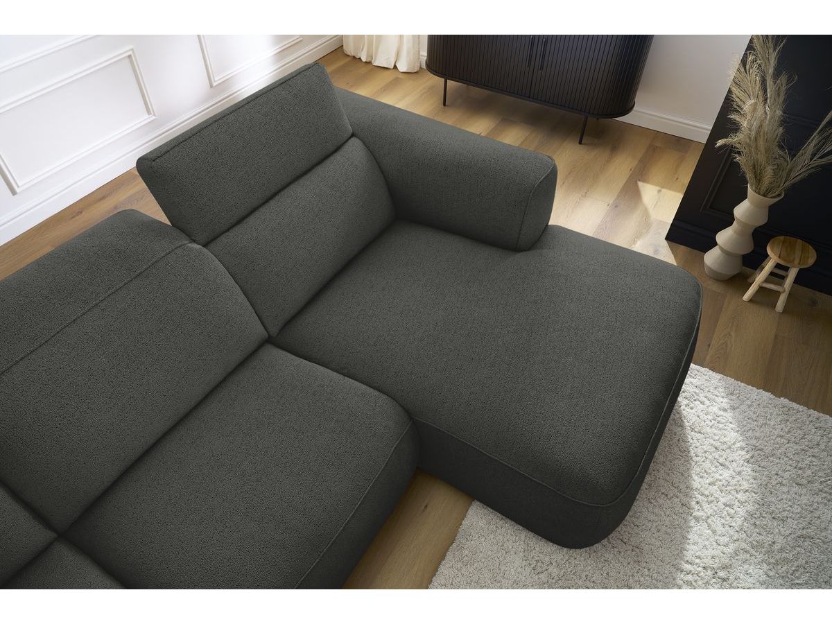 Bobochic William Ecksofa Melange-Stoff Dunkelgrau Ecke rechts