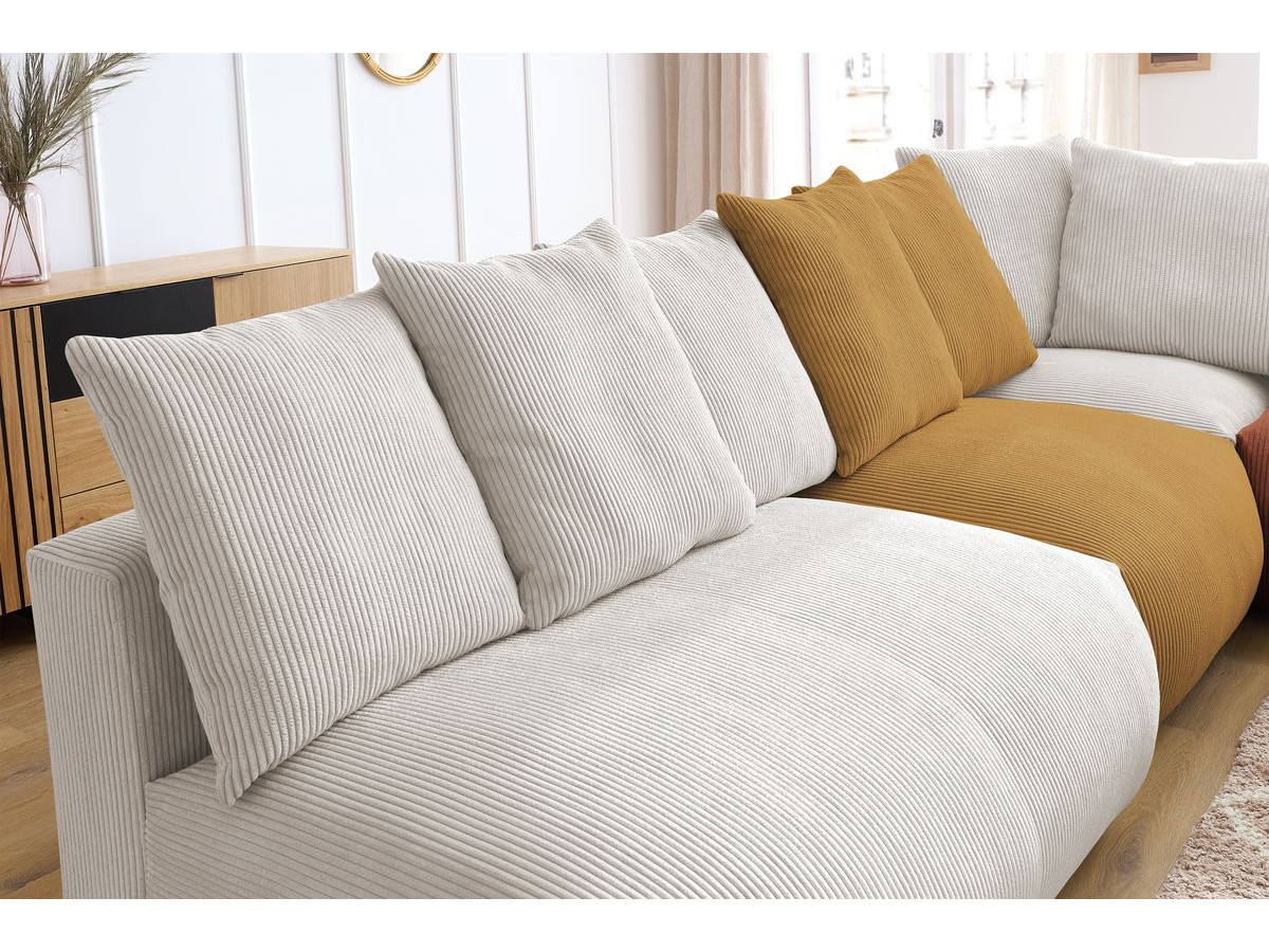 Bobochic Voltaire Ecksofa mit Pouf 322 × 268 cm Cordsamt Mehrfarbig Ecke rechts