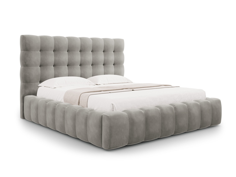 Cosmopolitan Design Stauraumbett mit Kopfteil Bali 180x200 Samt Bluvel Hellgrau