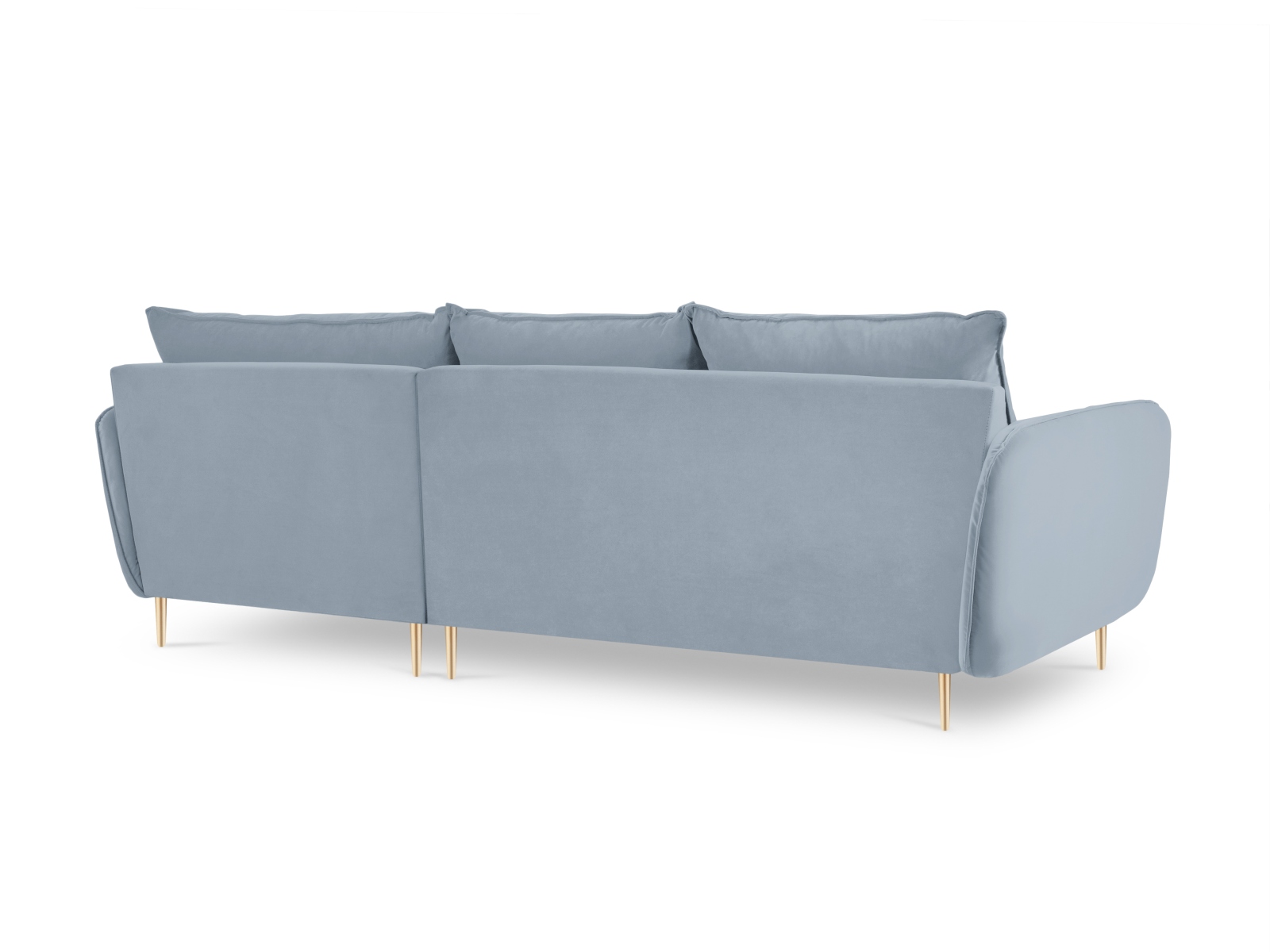 Cosmopolitan Design Ecksofa Vienna 5-Sitzer Samt Bluvel Hellblau Rechts Beine Gold