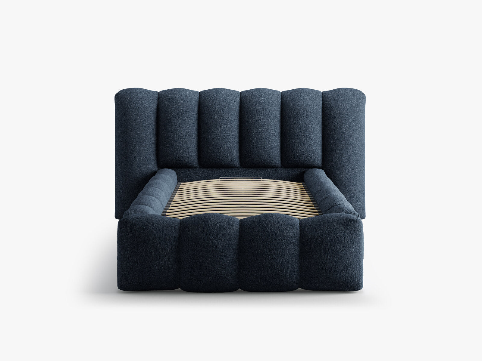 Micadoni Stauraumbett mit Kopfteil Lupine Boucle Baloo Dunkelblau