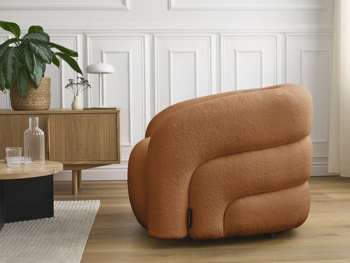 Bobochic Elina Sessel Bouclé-Stoff Orange