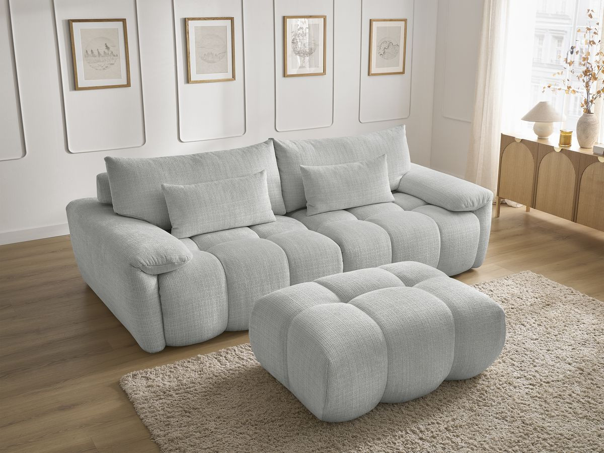 Bobochic Ivane Sofa 4-Sitzer Strukturstoff Hellgrau