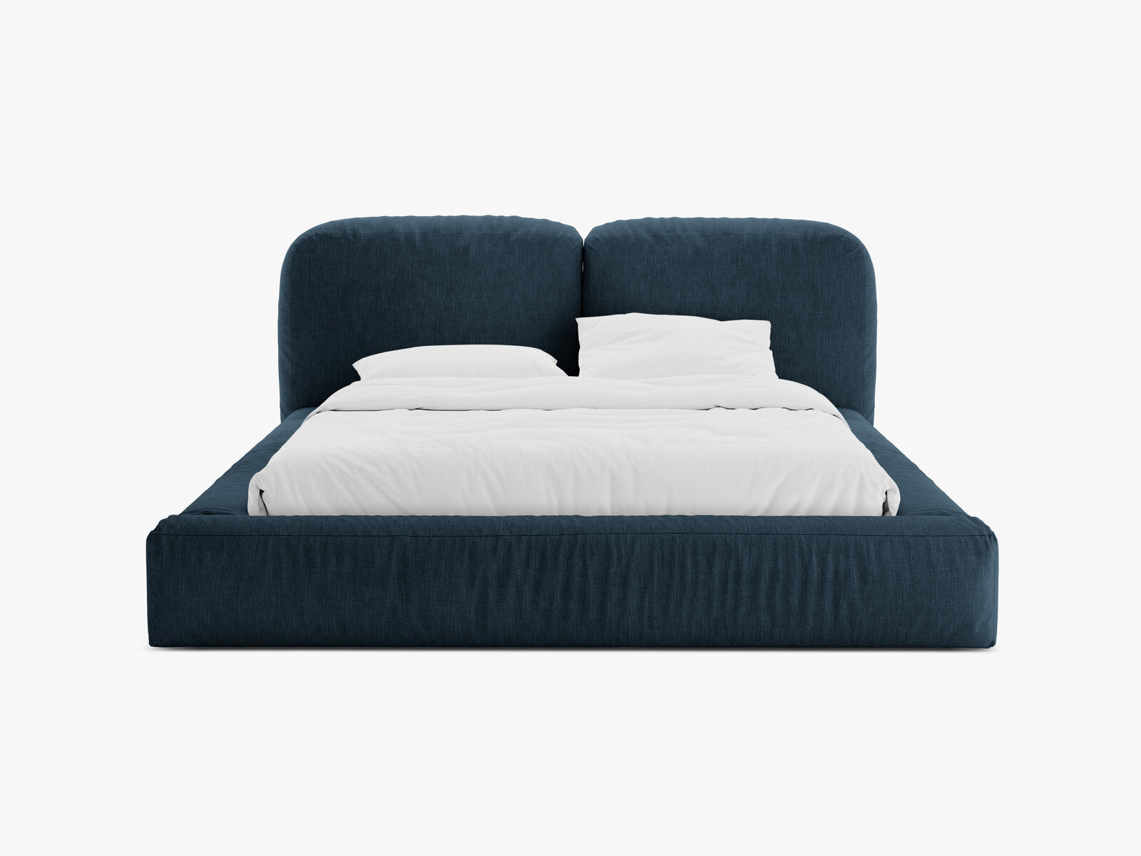 Micadoni Stauraumbett mit Kopfteil Martina Strukturierter Stoff Boston Jeansblau 200x200