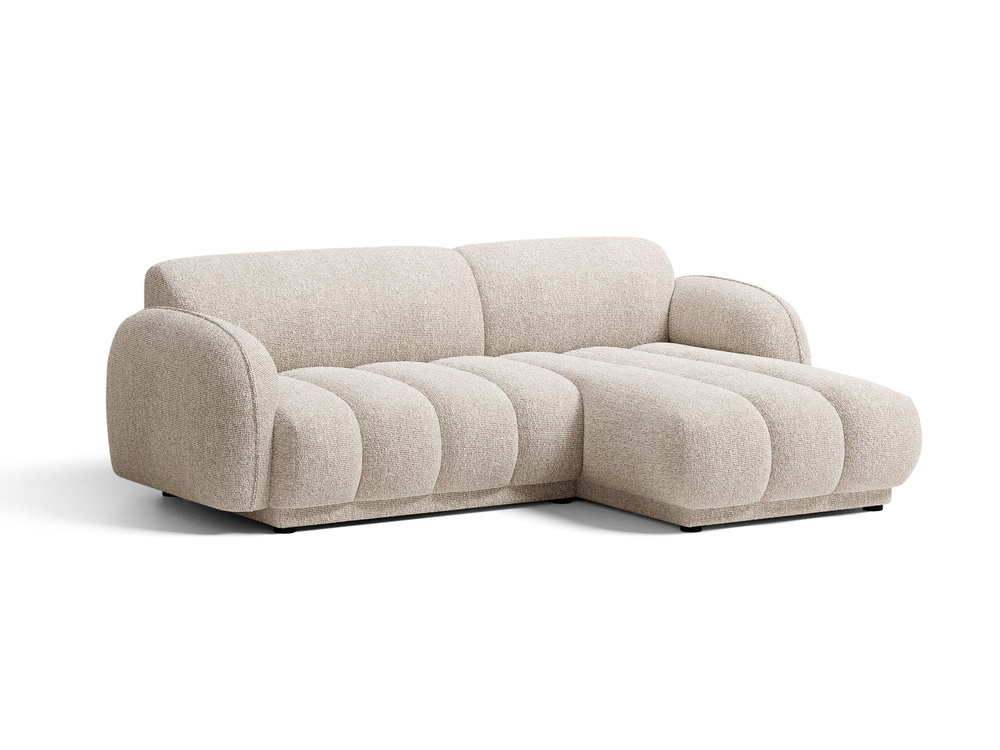 Cosmopolitan Design Ecksofa Bilbao 3-Sitzer kleine Version Boucle Miles Beige Rechts