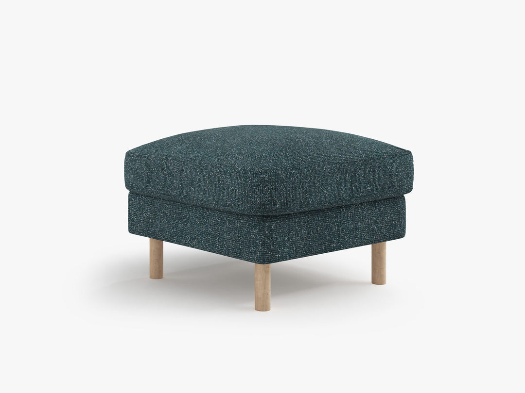 Micadoni Hocker Eden 1-Sitzer Strukturierter Stoff Grün Blau Melange