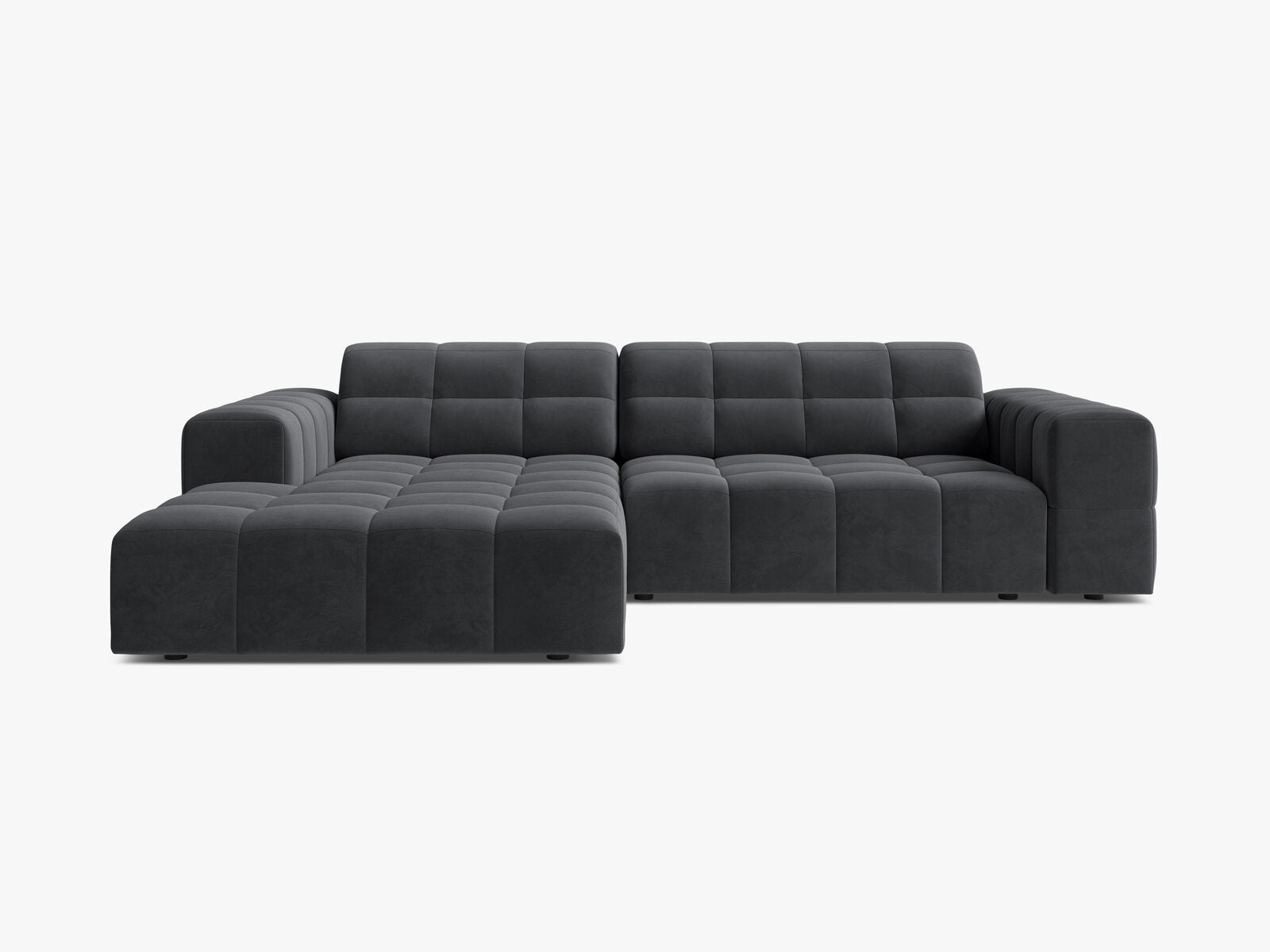 Micadoni Jennifer Ecksofa 4-Sitzer Links Samt Bluvel Grau
