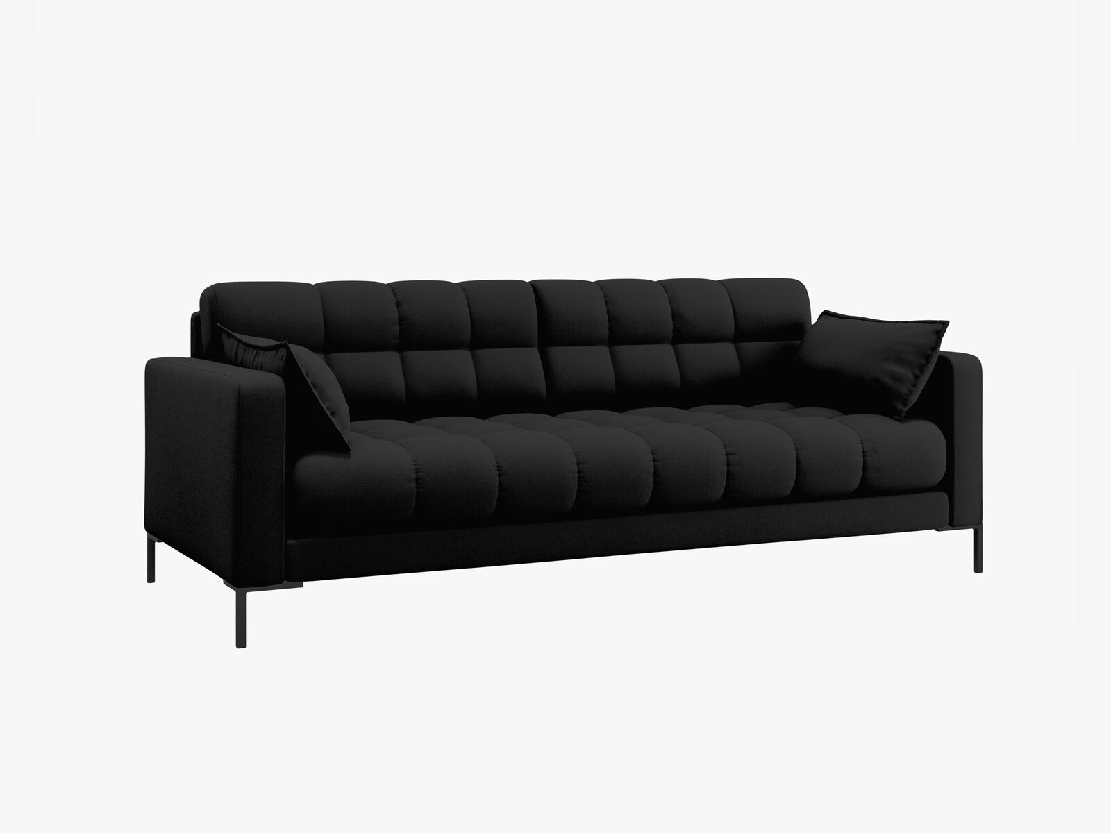 Micadoni Sofa Mamaia 3-Sitzer Strukturierter Stoff Neve Schwarz schwarze Beine