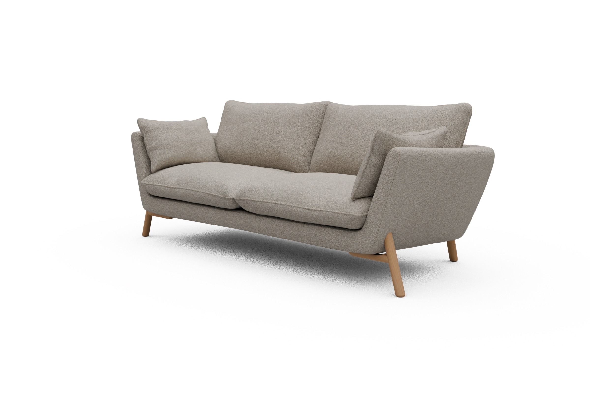 Sofa Emil 3-Sitzer Beinfarbe Eiche Natur Aivi-Lace-Beige