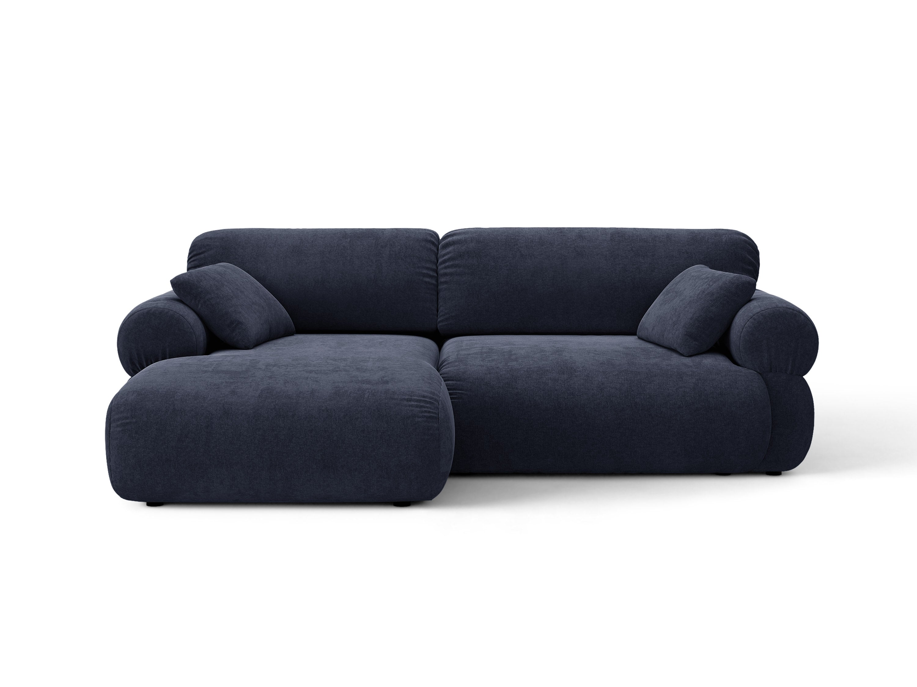 Micadoni Ophelia Ecksofa 4-Sitzer Strukturierter Stoff Liberty Marineblau Links