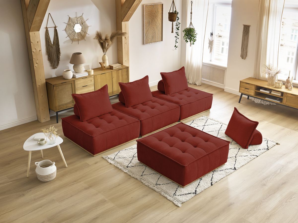 Bobochic Elisa Sofa 4-Sitzer Strukturstoff Orange