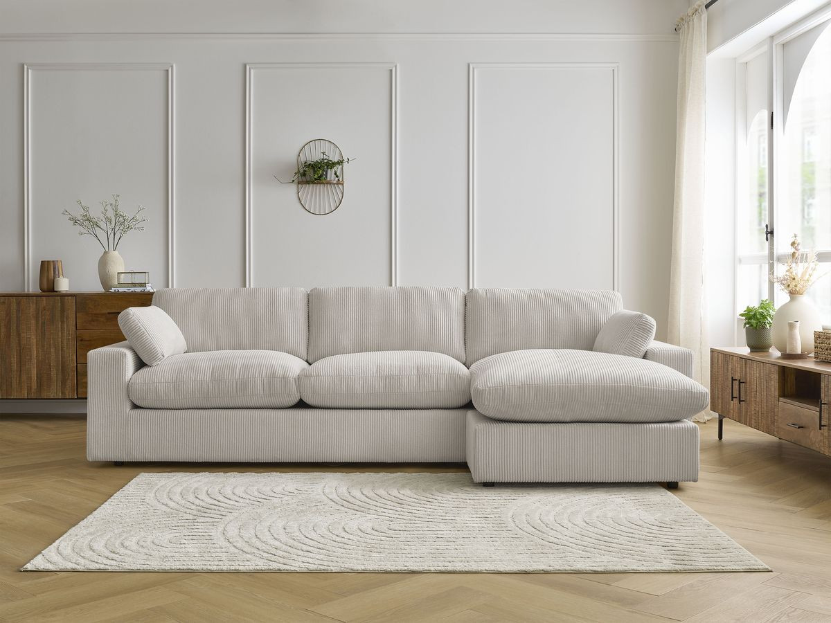 Bobochic Belair Ecksofa 280 × 139 cm Cordsamt Beige