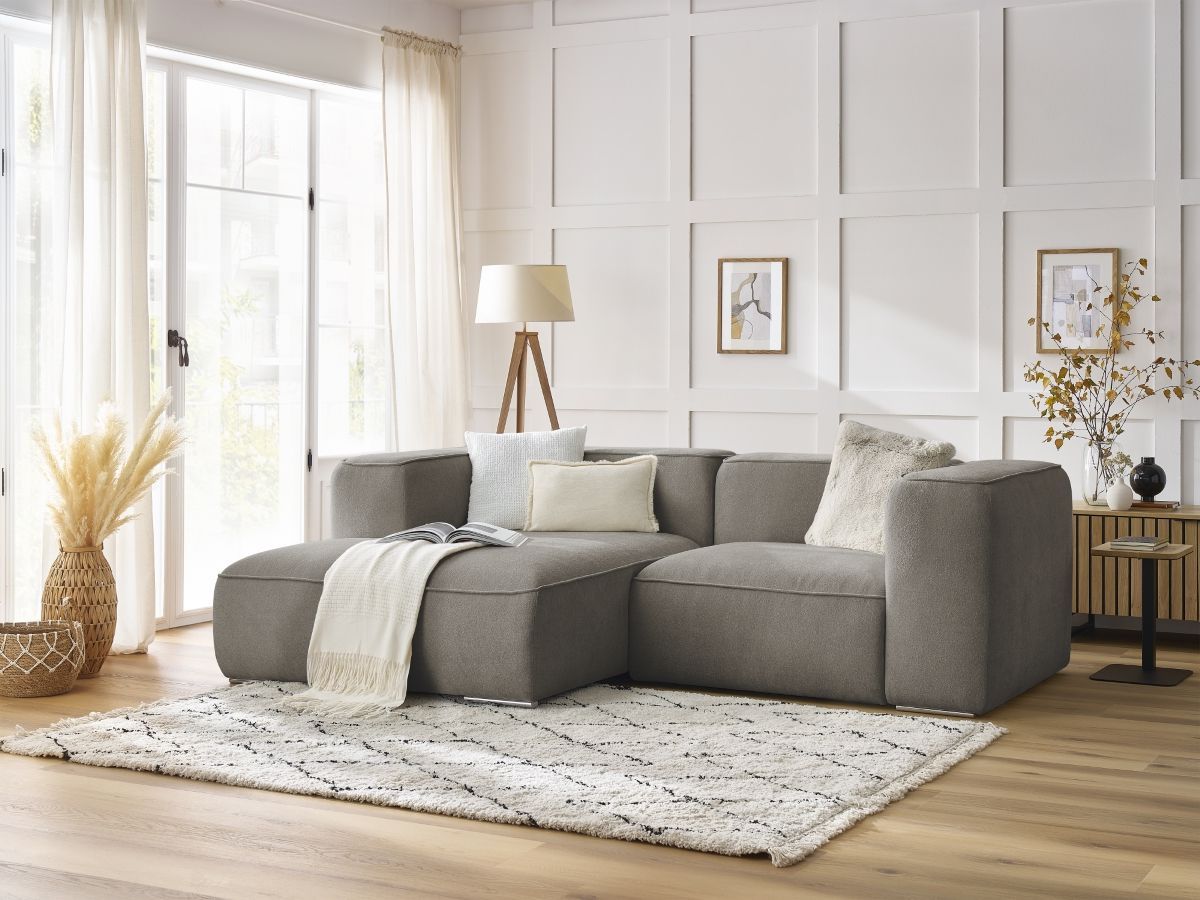 Bobochic Zephyr Ecksofa 260 × 165 cm Strukturstoff Taupe Ecke links