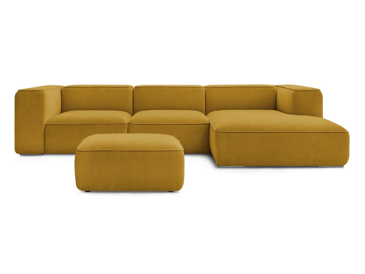 Bobochic Zephyr Ecksofa mit Pouf 349 × 165 cm Strukturstoff Gelb Ecke rechts