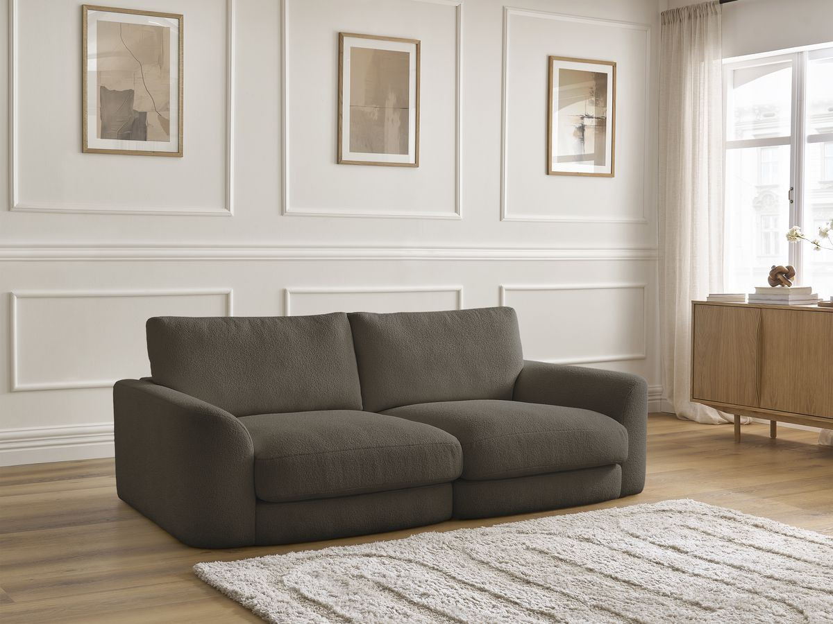 Bobochic Leonore Sofa 3-Sitzer Bouclé-Stoff Braun