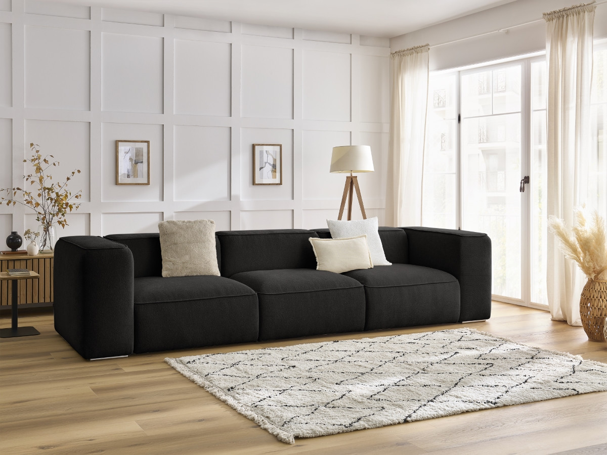 Bobochic Zephyr Sofa 3-Sitzer Strukturstoff Schwarz