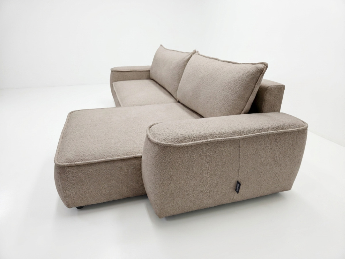Bobochic Honore Ecksofa mit Schlaffunktion und Bettkasten Chenille Taupe