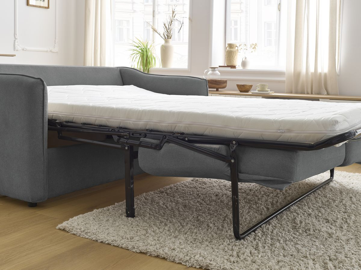 Bobochic Lenny Schlafsofa 3-Sitzer Stoff Dunkelgrau