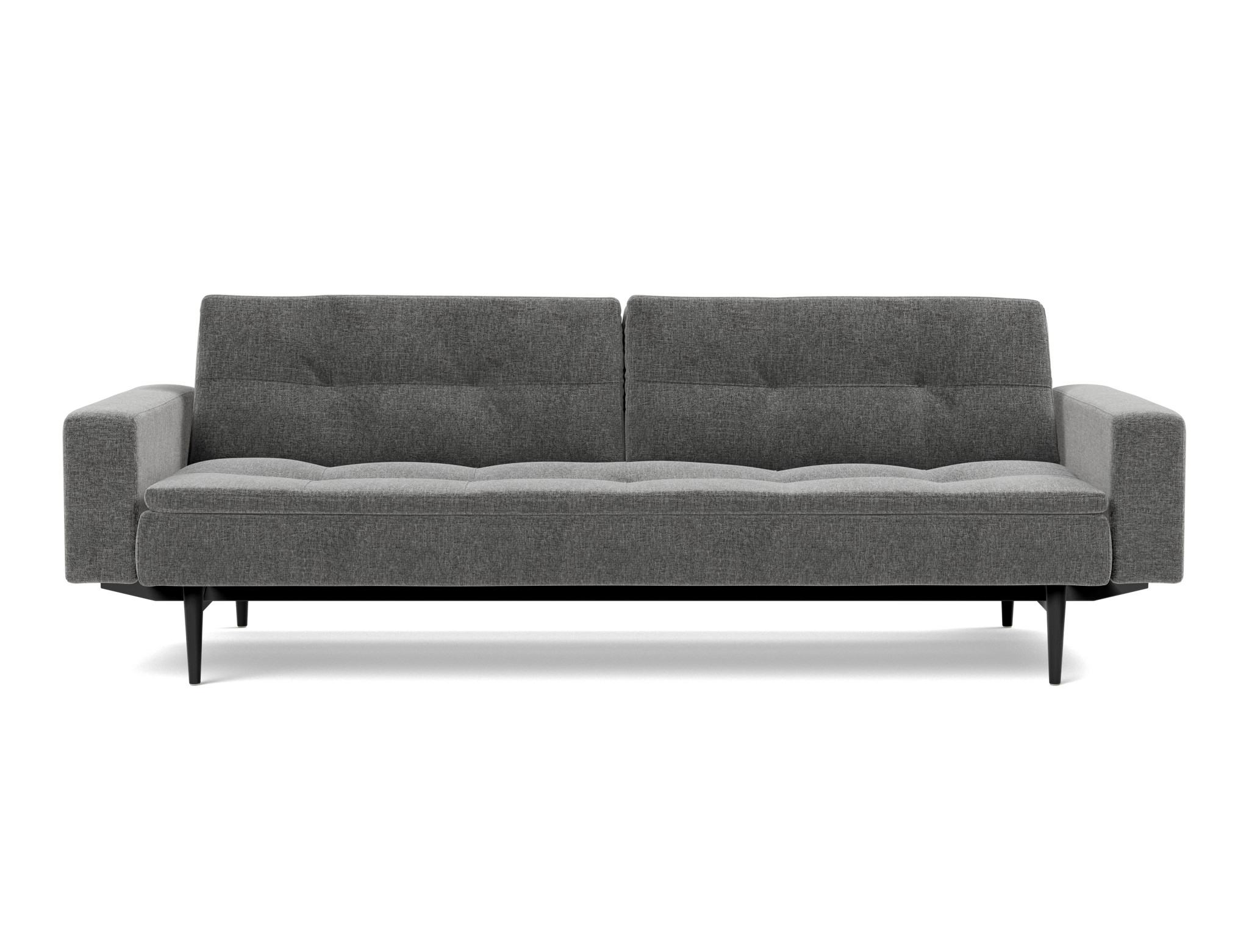 Schlafsofa Dublexo mit Armlehnen Strukturierter Stoff Twist 563-Charcoal Beine Styletto Eiche schwarz