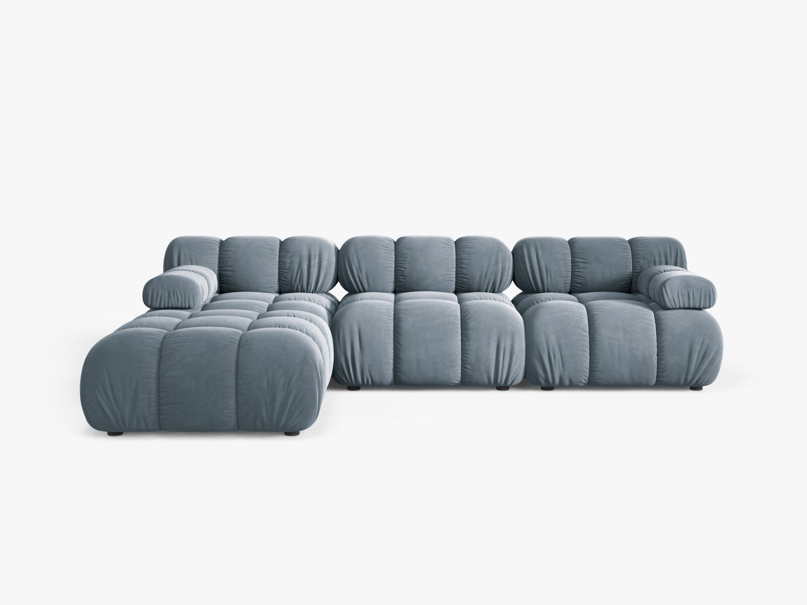 Micadoni Modulares Sofa Bellis 4-Sitzer mit flachem Modul Samt Bluvel Hellblau