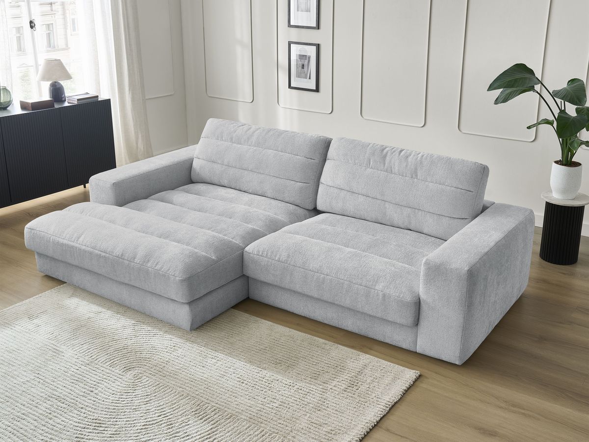 Bobochic Sierra Ecksofa Strukturstoff Hellgrau Ecke links
