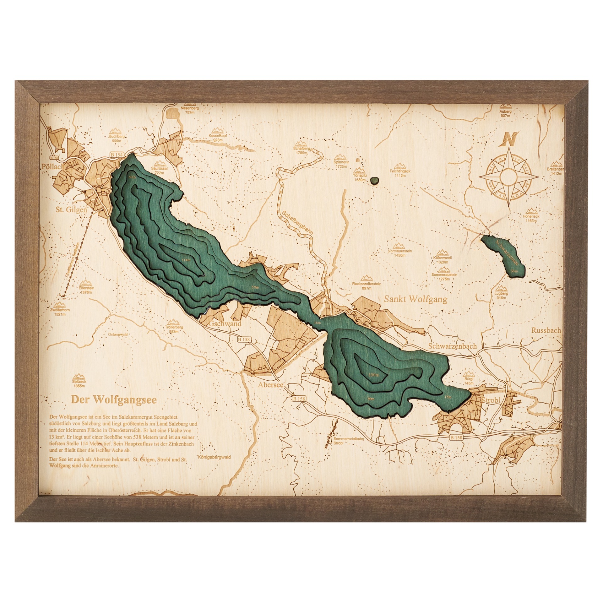 Cutting Brothers 3D Holz-Wandkarte Wolfgangsee 40.5x30.5 cm