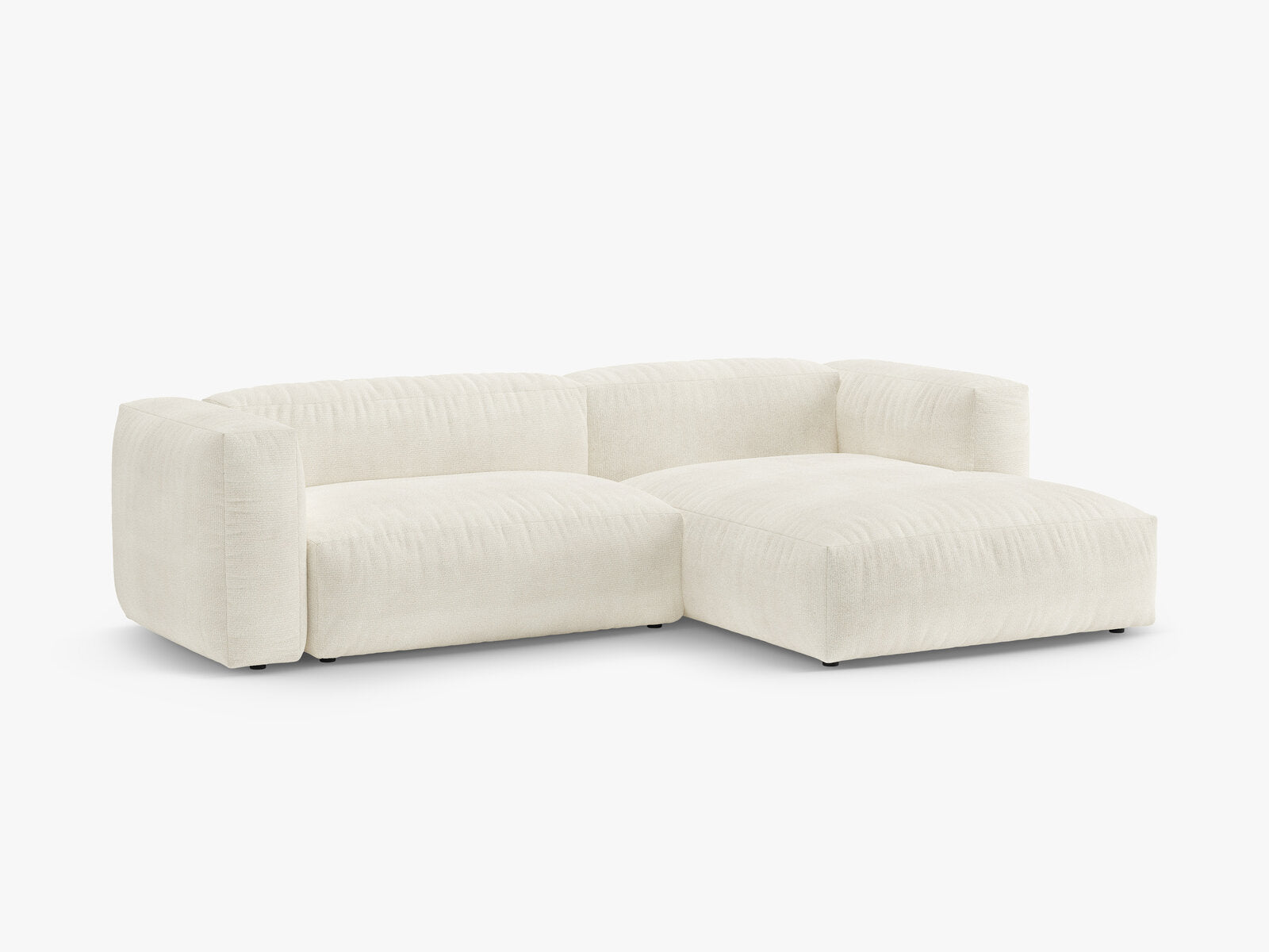 Micadoni Martina Ecksofa 4-Sitzer mit Schlaffunktion Rechts Boucle Monet Elfenbein