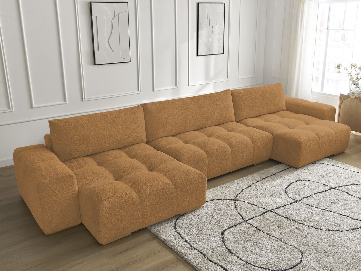 Bobochic Anakin Wohnlandschaft, 3 Kissen Bouclé-Stoff Gelb