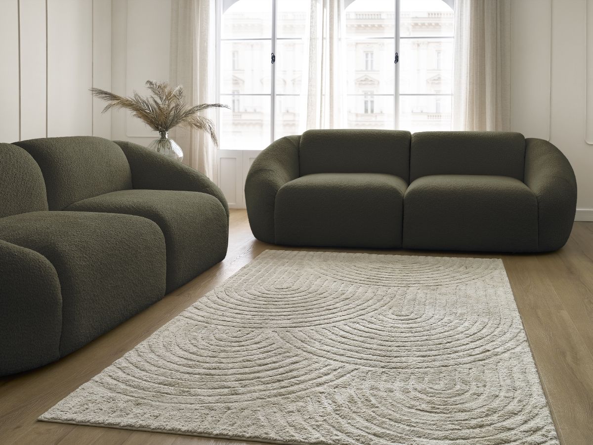 Bobochic Tina Sofa 5-Sitzer Bouclé-Stoff Grün