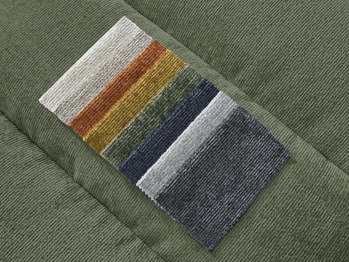 Bobochic Sierra Ecksofa mit Pouf Strukturstoff Dunkelgrün Ecke links