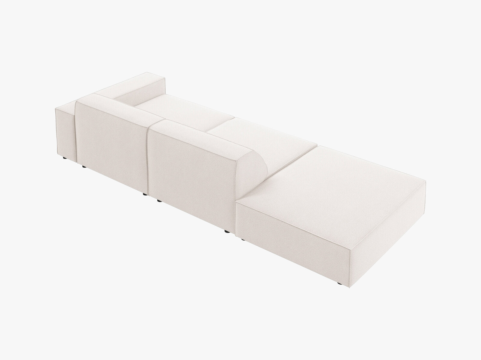 Micadoni Sofa Jodie 3-Sitzer Links Strukturierter Stoff Megan Helles Beige
