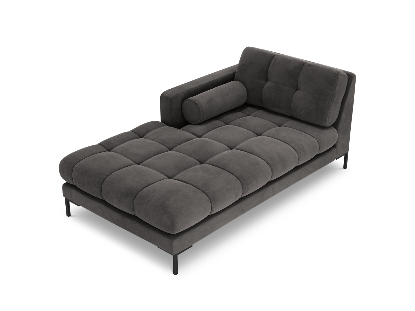 Cosmopolitan Design Chaiselongue Bali Samt Bluvel Dunkelgrau Melange Links Beine Schwarzes Metall