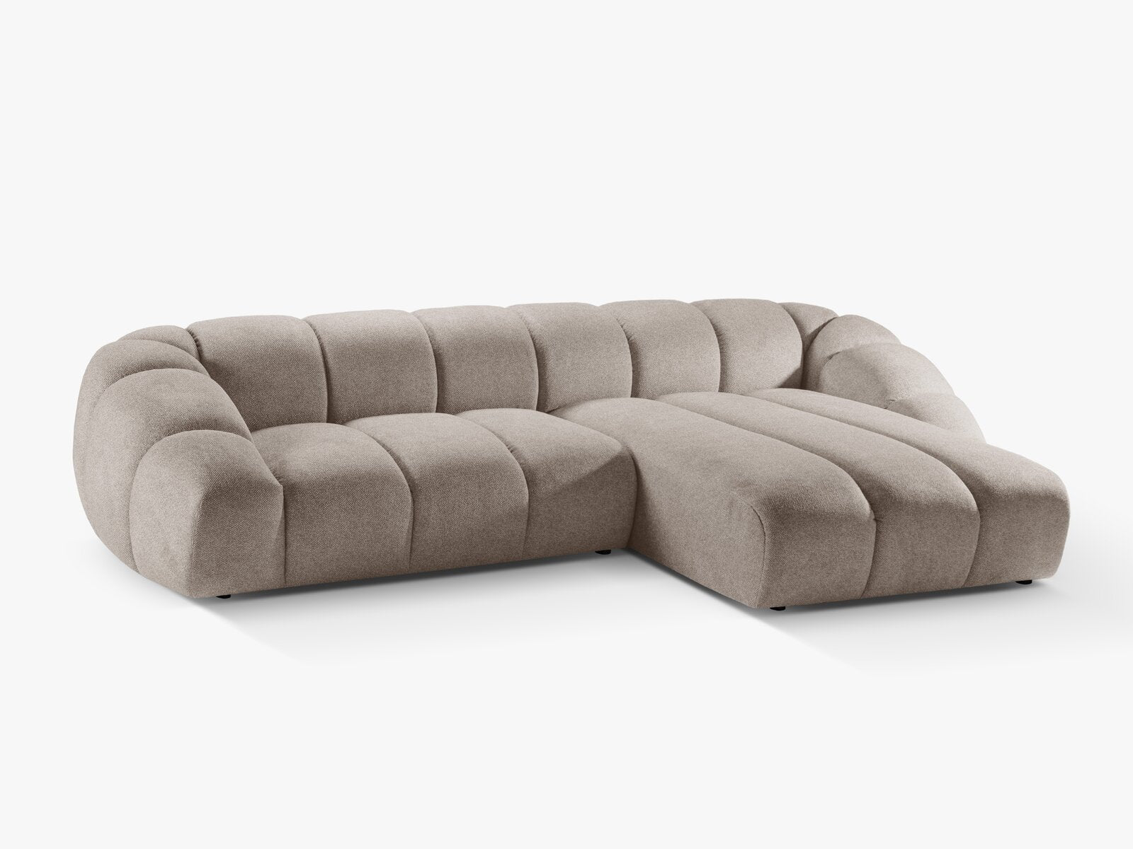 Micadoni Ecksofa Diana 4-Sitzer Rechts Strukturierter Samtstoff Dunkelbeige