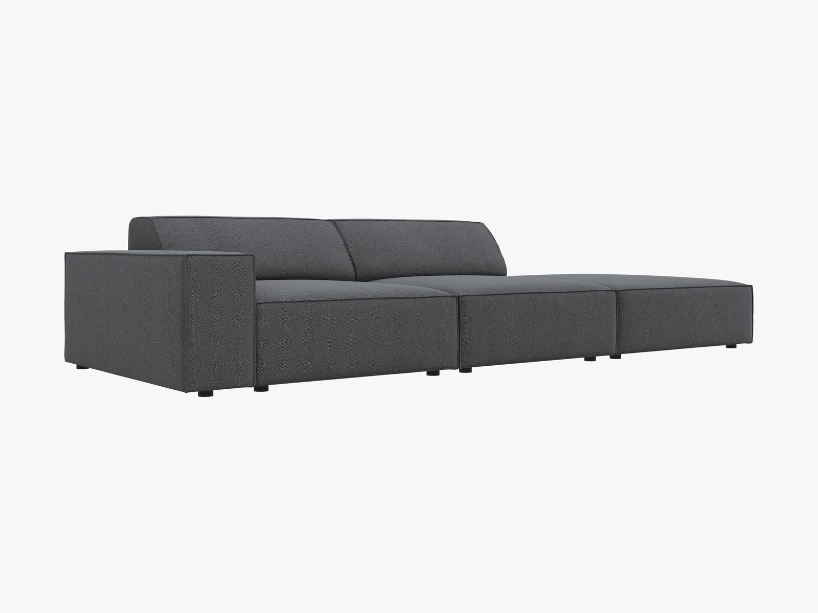 Micadoni Sofa Jodie 3-Sitzer Rechts Strukturierter Stoff Megan Dunkelgrau