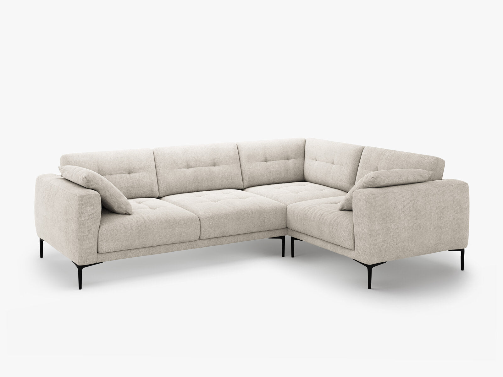 Micadoni Ecksofa Bemy 4-Sitzer Rechts Strukturierter Stoff Beige
