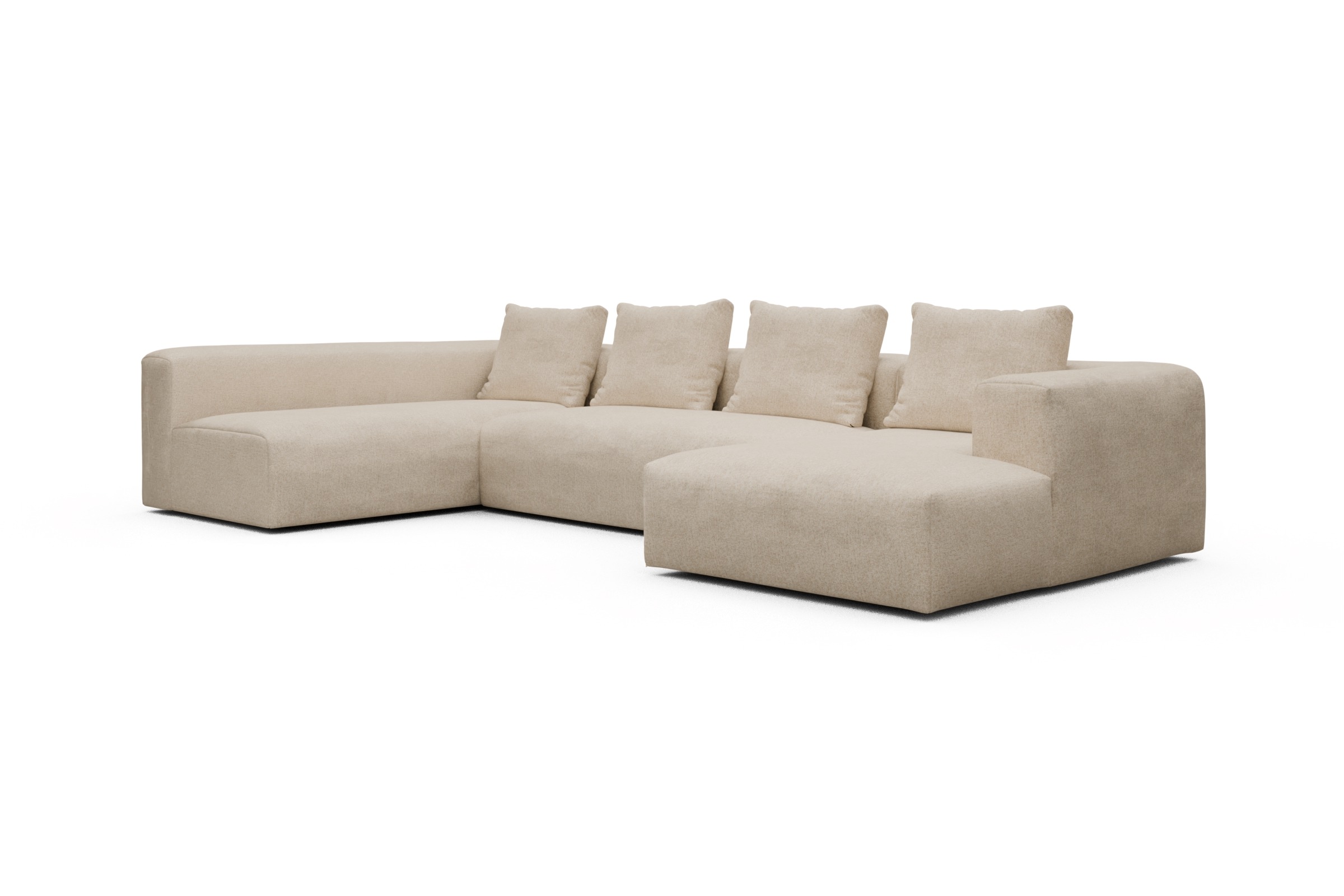 Wohnlandschaft Fred Chaiselongue rechts mit 2-Sitzer und lange Armlehne links Casone-Natural-Beige