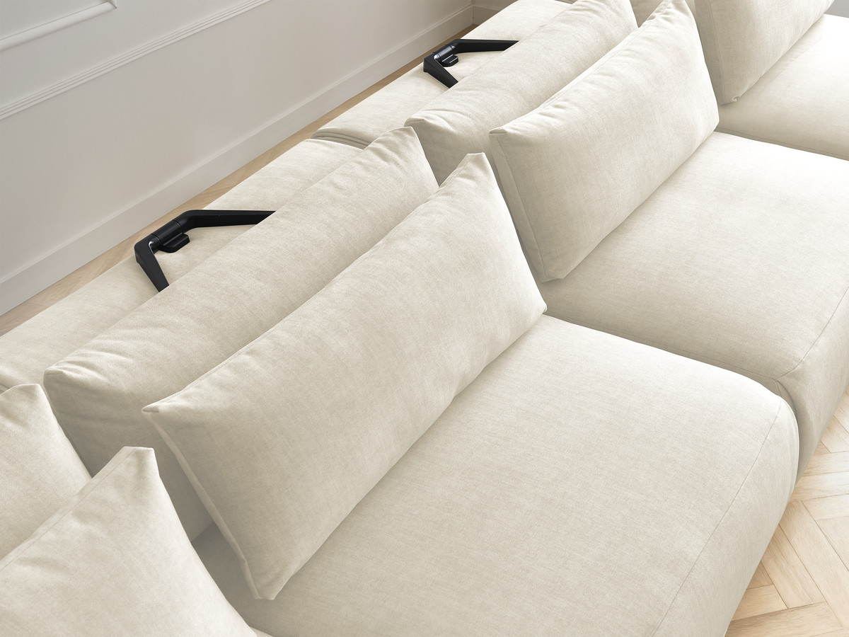 Bobochic Jana Wohnlandschaft mit großem Pouf Samt Beige