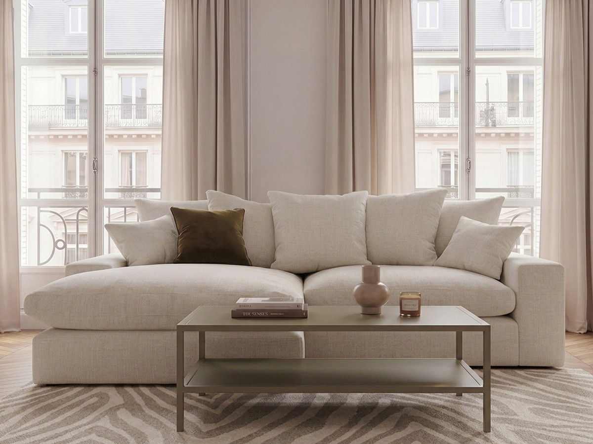 Bobochic Nevada Ecksofa Stoff Weiß