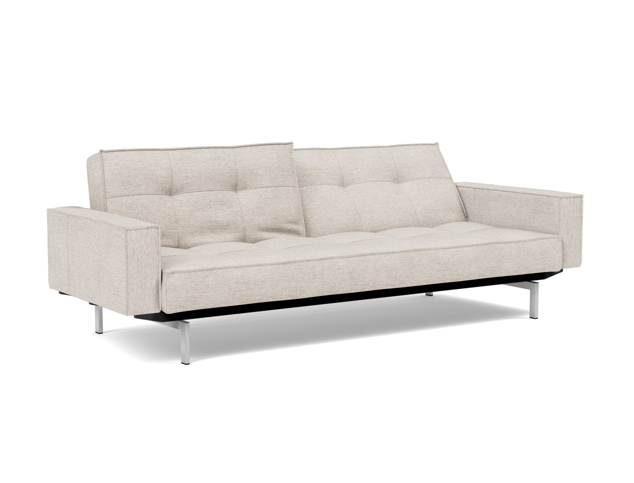 Schlafsofa Splitback mit Armlehnen Chenille Yuveno 470-Natural Beine Chrom