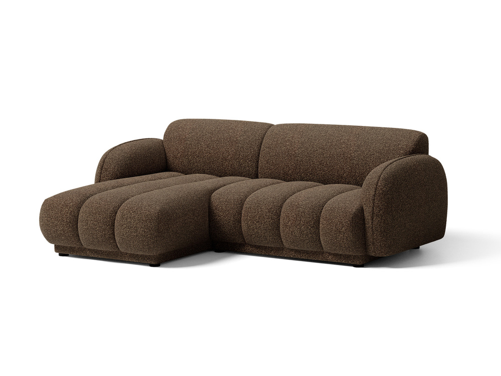 Cosmopolitan Design Ecksofa Bilbao 3-Sitzer kleine Version Boucle Miles Braun Links