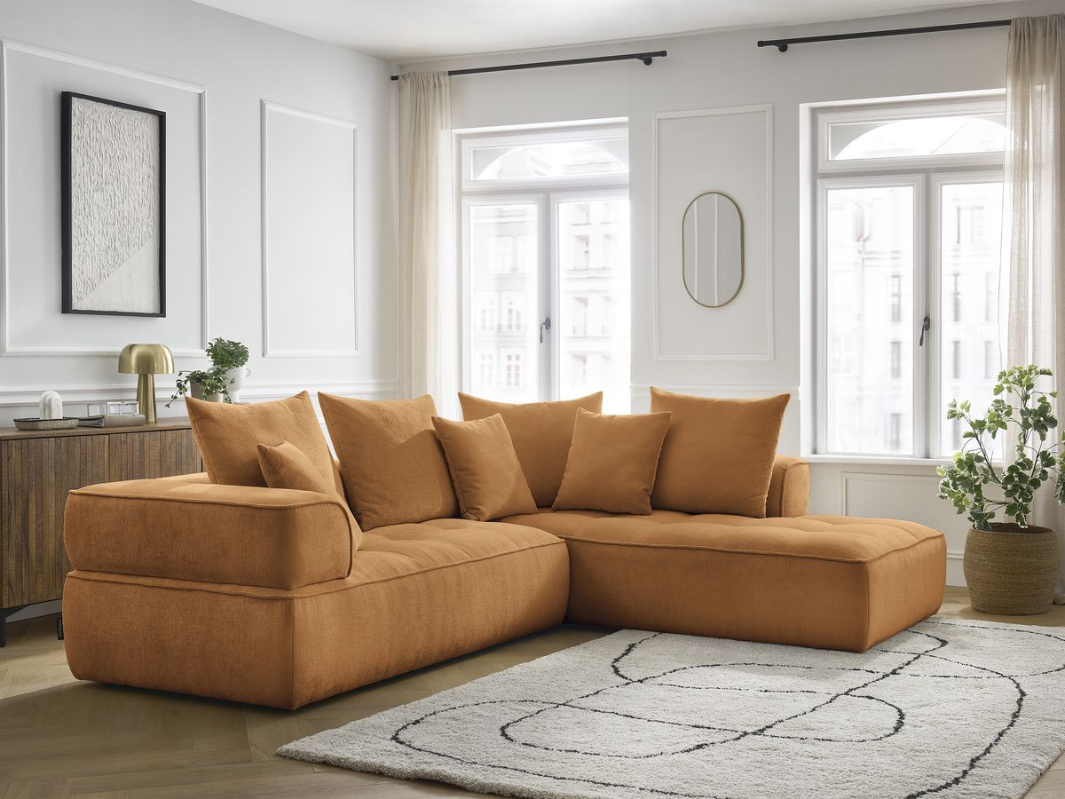 Bobochic Whesley Ecksofa Stoff Gelb Ecke rechts