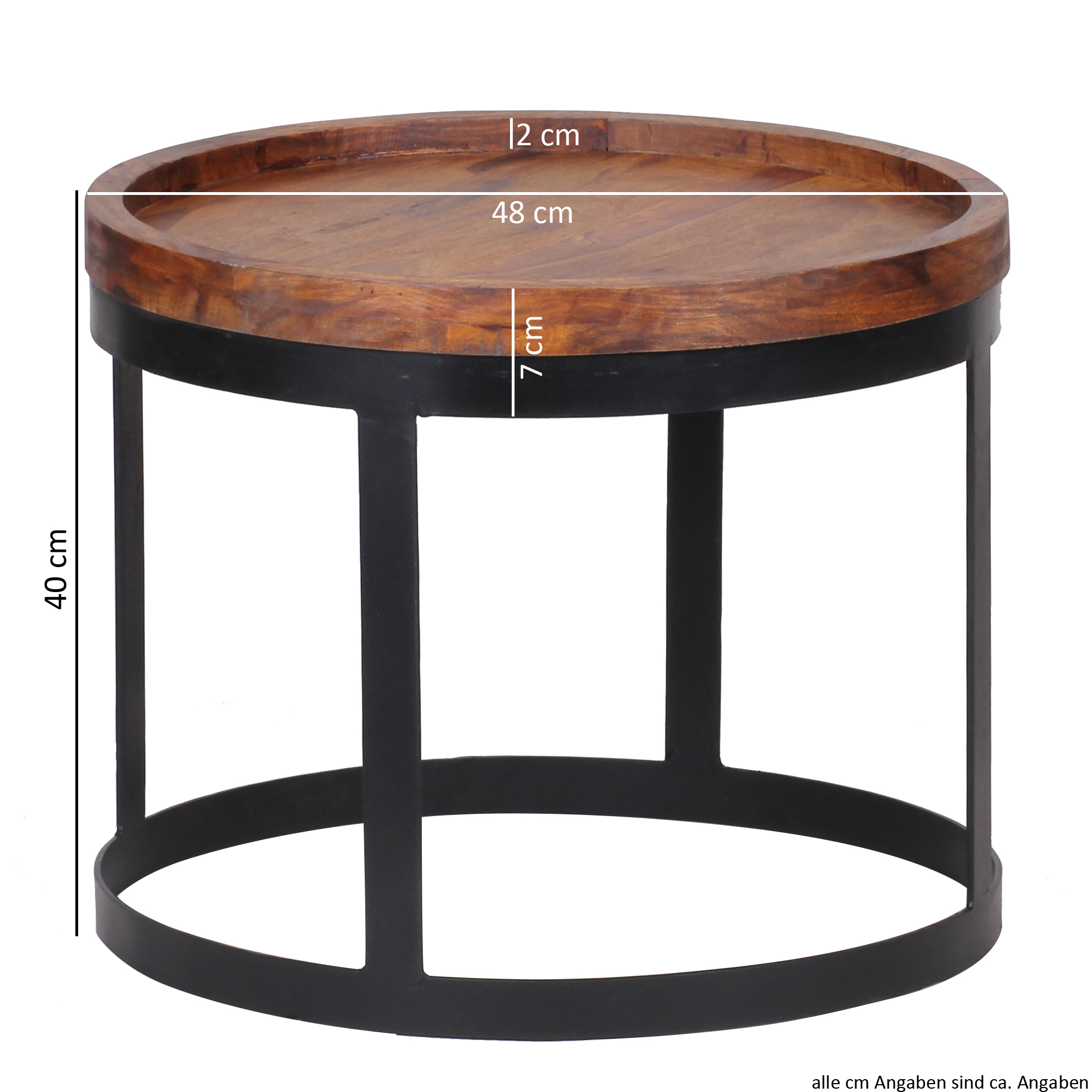 Satztisch 2er-Set Alden Massivholz Sheesham Ø 53 cm