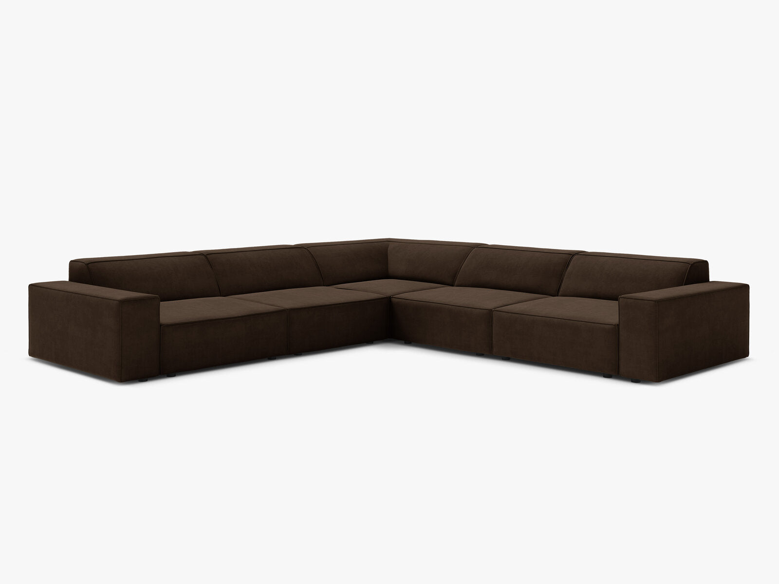 Micadoni Symmetrisches Ecksofa Jodie 6-Sitzer Samt Bluvel Dunkelbraun