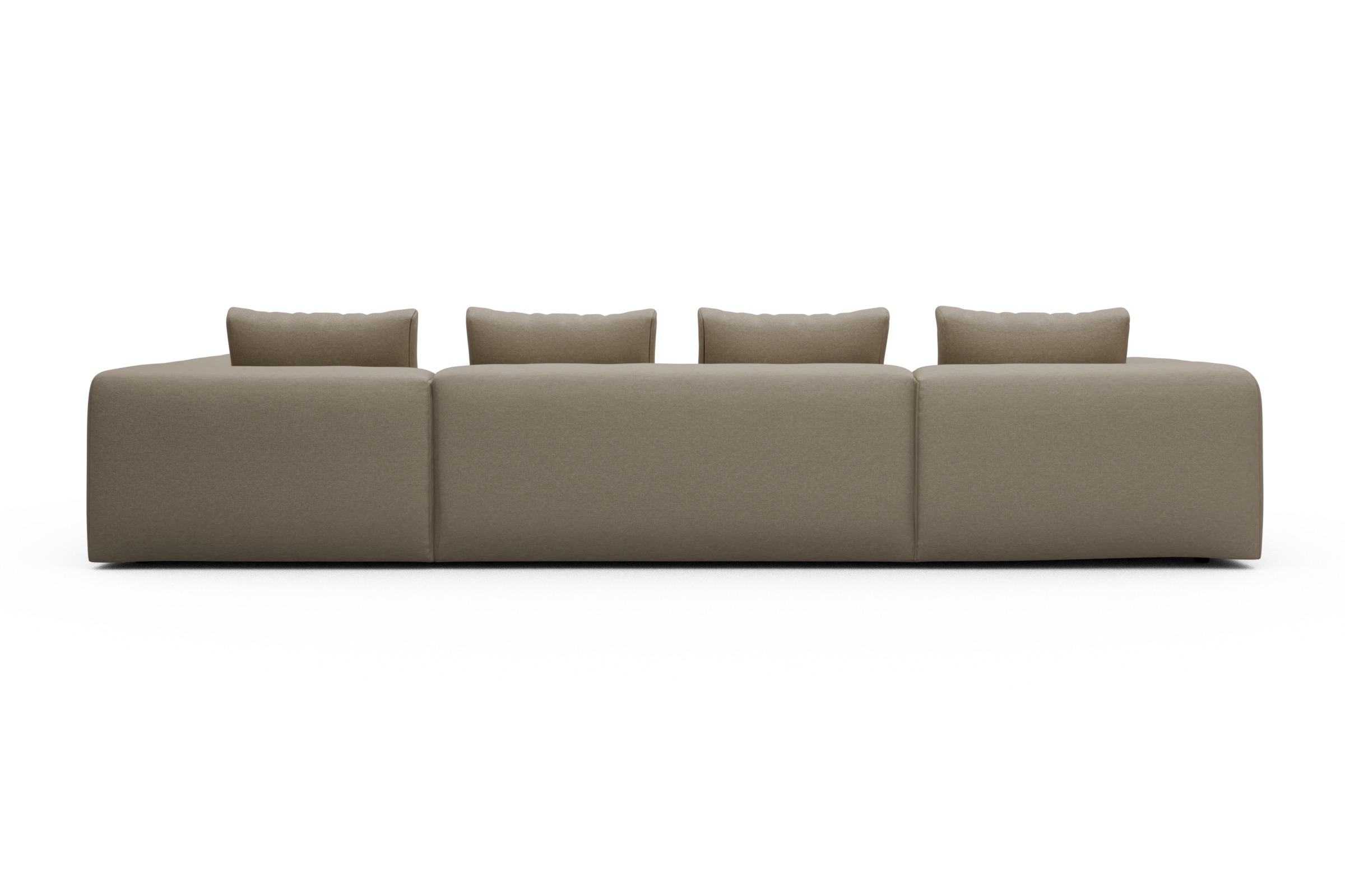 Wohnlandschaft Fred Relax-Ecke rechts mit 2-Sitzer und Chaiselongue links Strukturierter Stoff Satya 445-Natural-Beige