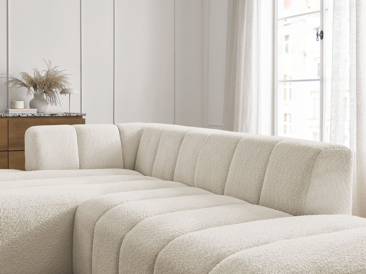 Bobochic Annecy Ecksofa Bouclé-Stoff Beige Ecke links