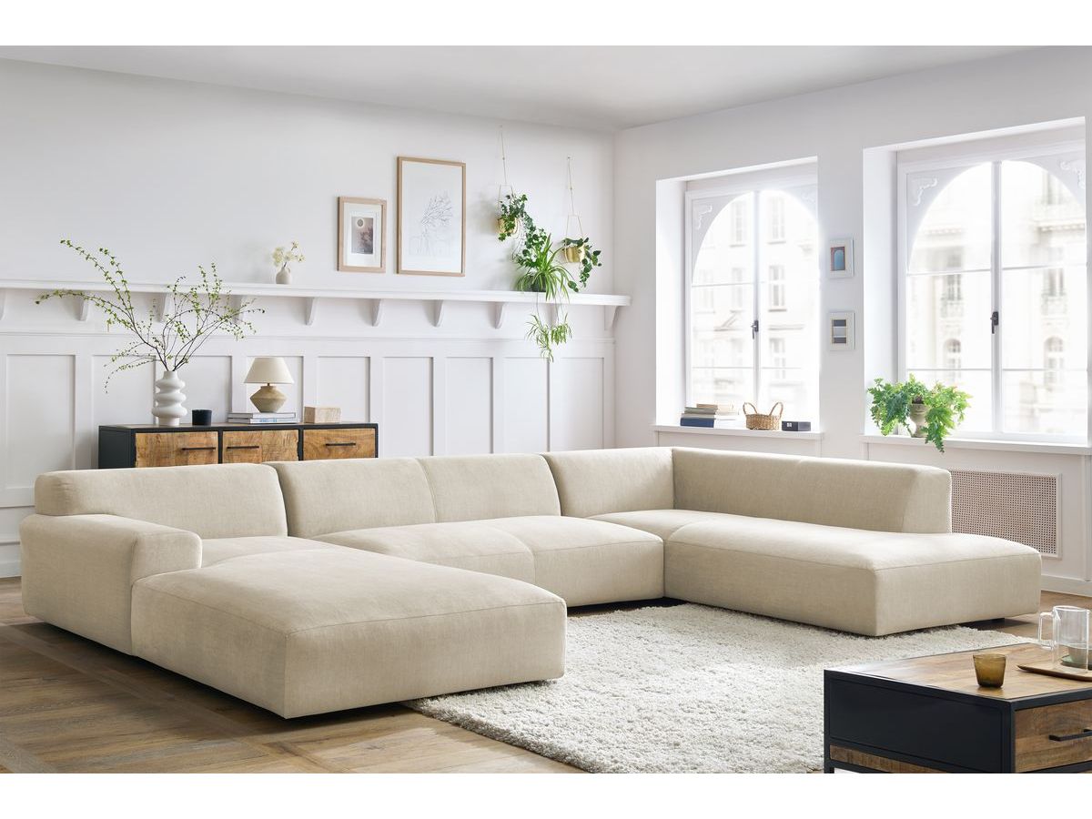 Bobochic Lavena Wohnlandschaft 399 × 220 cm Samt Beige Ecke links