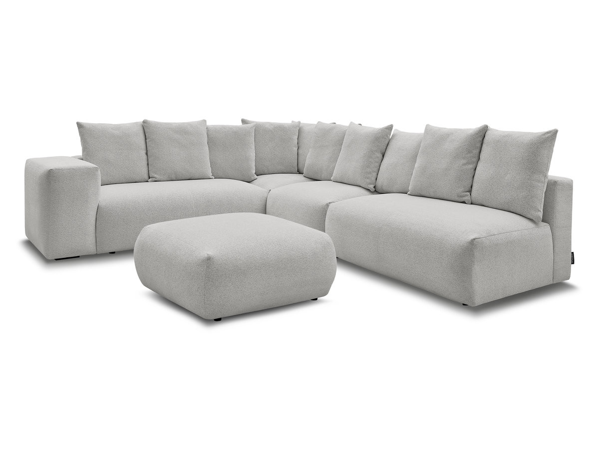 Bobochic Voltaire Ecksofa mit Pouf 322 × 268 cm Melange-Stoff Hellgrau Ecke links