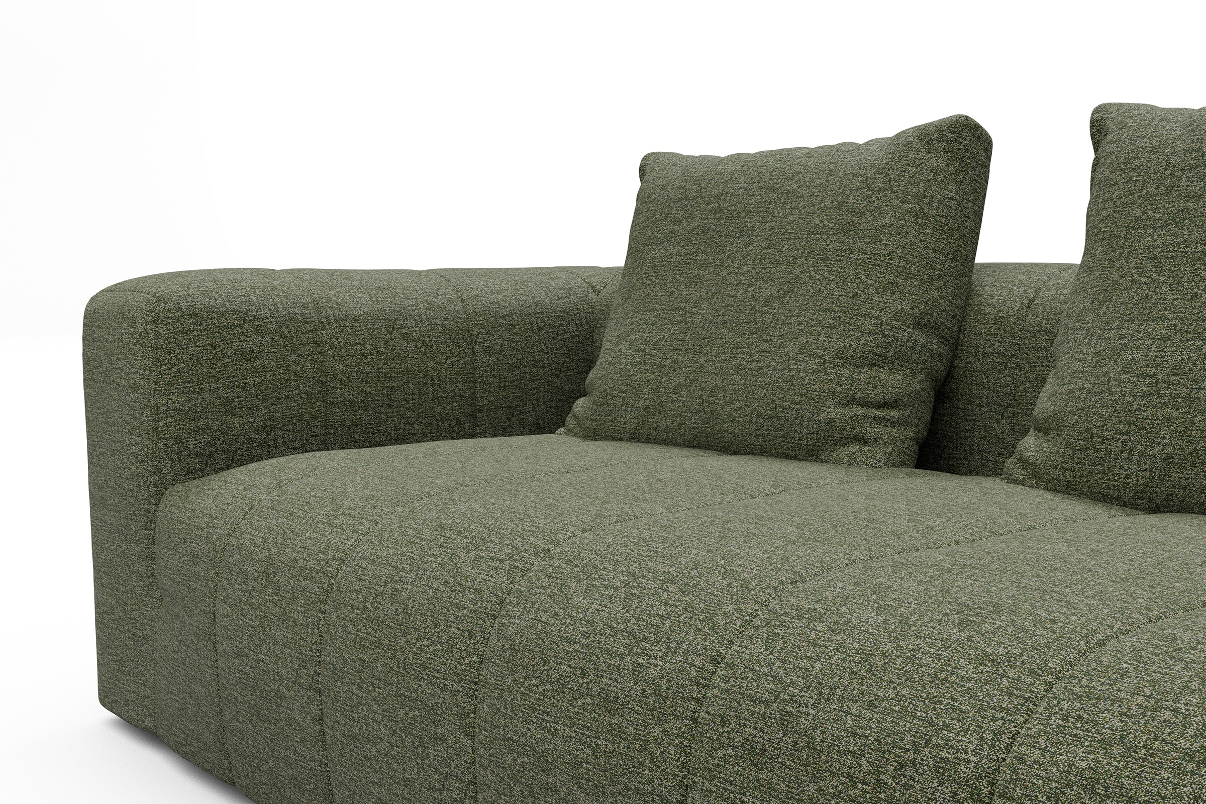 Ecksofa Hugo 2,5-Sitzer Armlehne links mit Chaiselongue Carreno-Vivid-Green
