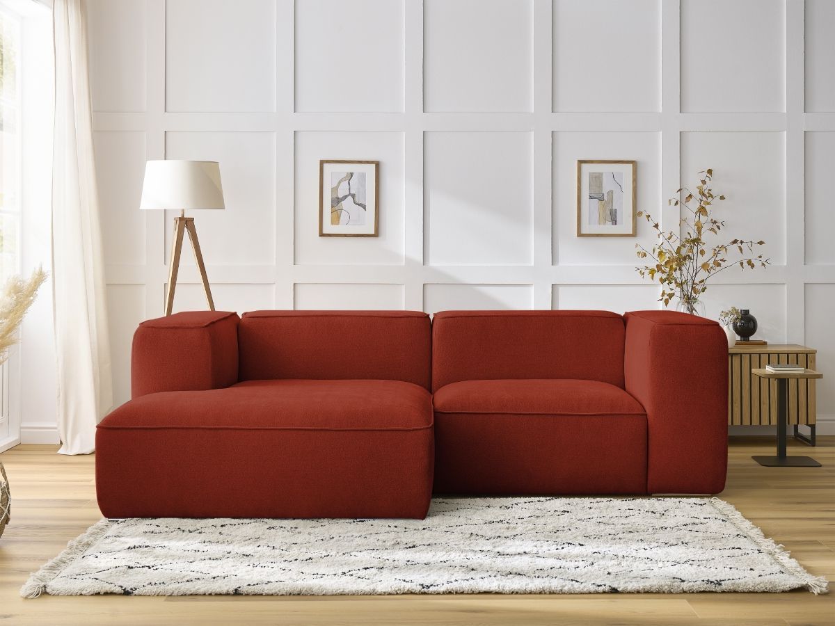 Bobochic Zephyr Ecksofa 260 × 165 cm Strukturstoff Orange Ecke links