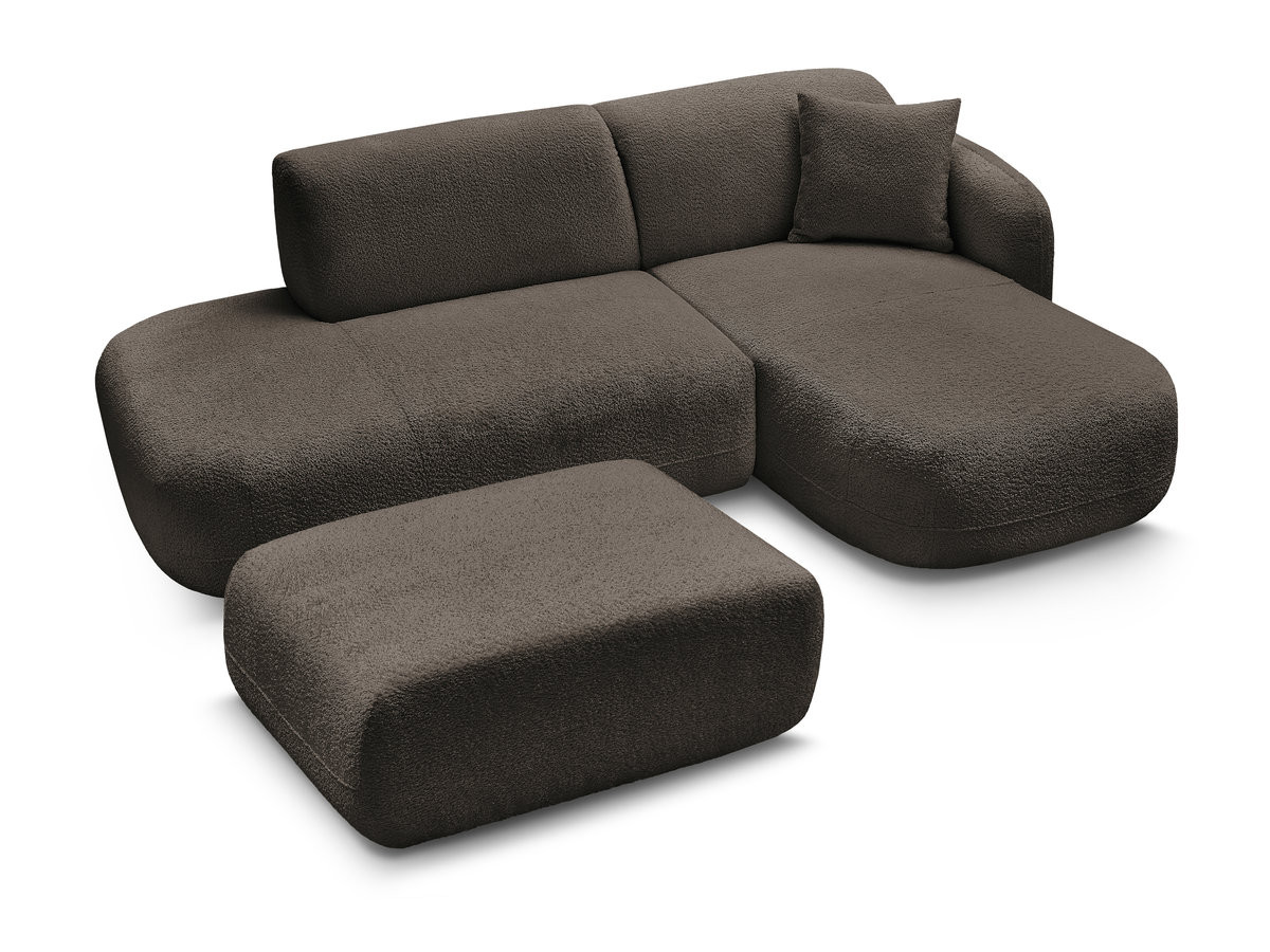 Bobochic Anda Ecksofa mit Pouf 241 × 163 cm Chenille Braun Ecke rechts